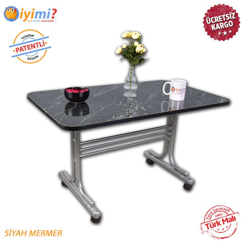 Mermer Desen Tekerlekli Orta Sehpa Metal Ayaklı Masa 60x100 SİYAH MERMER Mermer Desen Tekerlekli Orta Sehpa Metal Ayaklı Masa 60x100 SİYAH MERMER