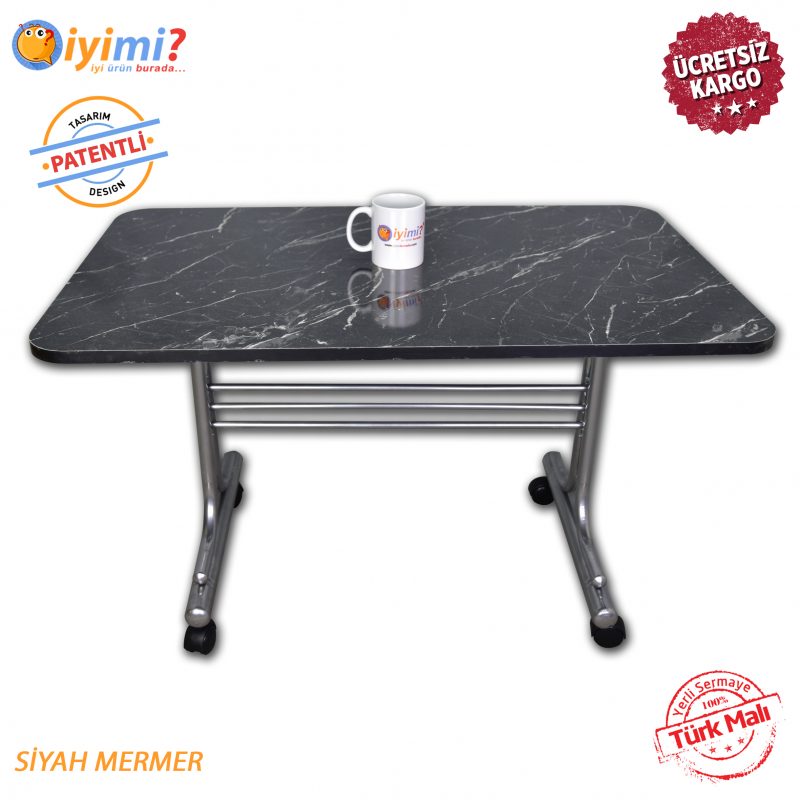 Mermer Desen Tekerlekli Orta Sehpa Metal Ayaklı Masa 60x100 SİYAH MERMER Mermer Desen Tekerlekli Orta Sehpa Metal Ayaklı Masa 60x100 SİYAH MERMER