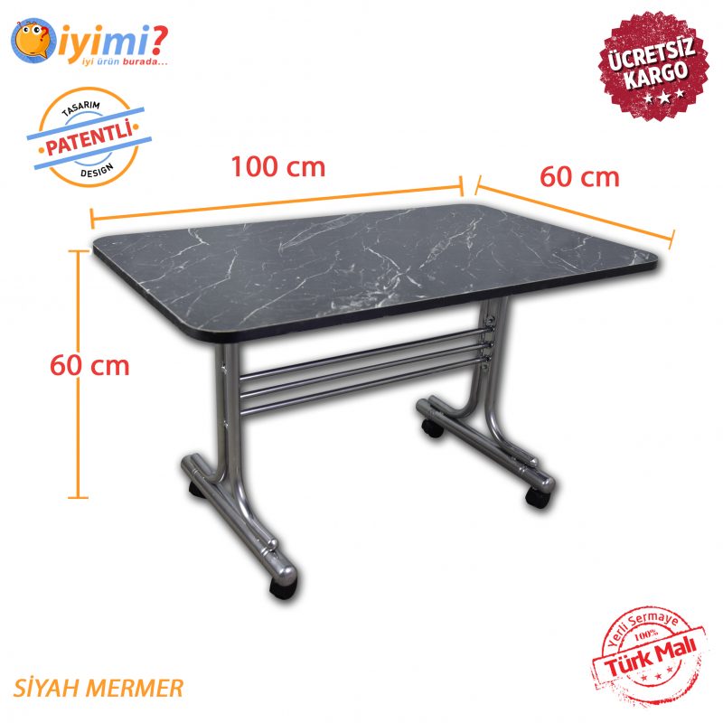 Mermer Desen Tekerlekli Orta Sehpa Metal Ayaklı Masa 60x100 SİYAH MERMER Mermer Desen Tekerlekli Orta Sehpa Metal Ayaklı Masa 60x100 SİYAH MERMER