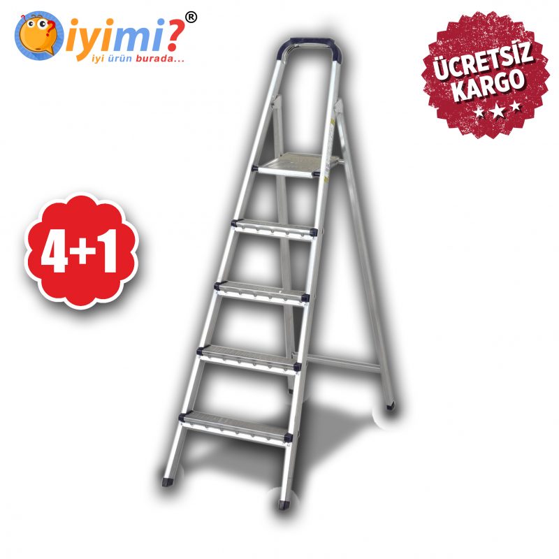 4+1 1. Kalite Metal Merdiven 3+1 Basamaklı