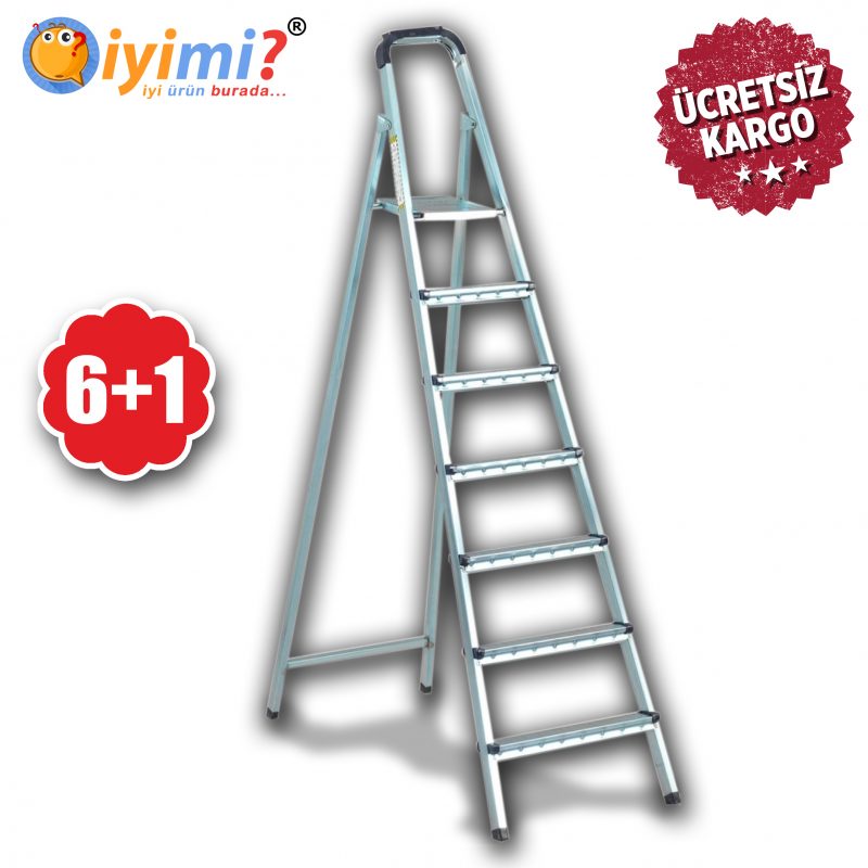 6+1 1. Kalite Metal Merdiven 3+1 Basamaklı