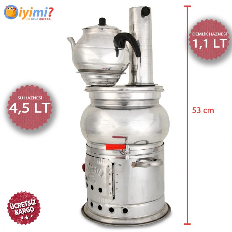 Alüminyum Gövdeli Demlikli Odun Kömür Semaver