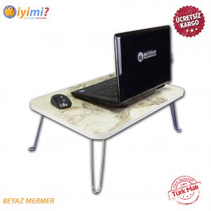 Laptop Tablet Bilgisayar Sehpası Masası Yatak Servis Kahvaltı Beyaz Mermer
