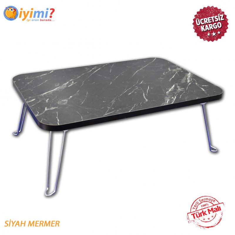 Laptop Tablet Bilgisayar Sehpası Masası Yatak Servis Kahvaltı Beyaz Mermer