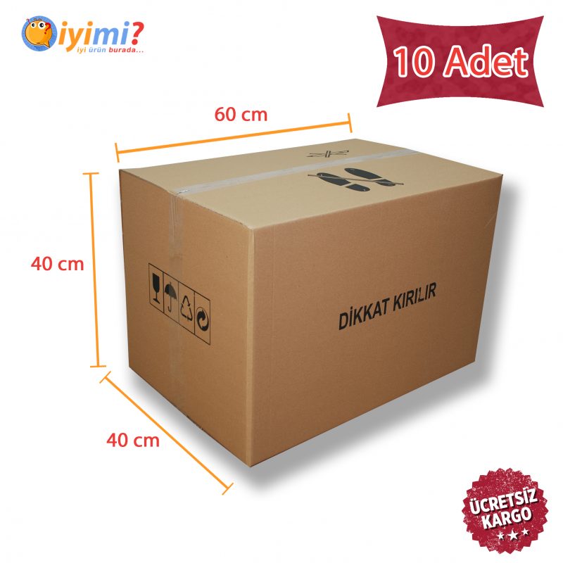 10adet Karton Koli Taşıma Ev Kolisi Çift Oluklu 60x40x40 5 ADET