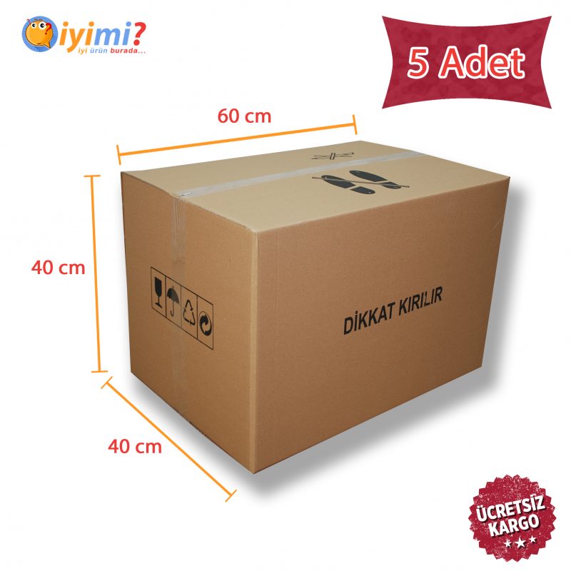 5adet Karton Koli Taşıma Ev Kolisi Çift Oluklu 60x40x40 5 ADET